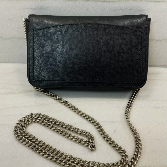 Kate Spade Syliva Flap Black Leather Chain Wallet Crossbody NWOT - Picture 3 of 11